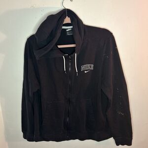 Nike Woman's Black‎ Full Zip Hoodie SP190811NIG Pockets Sz XL-bleach stain